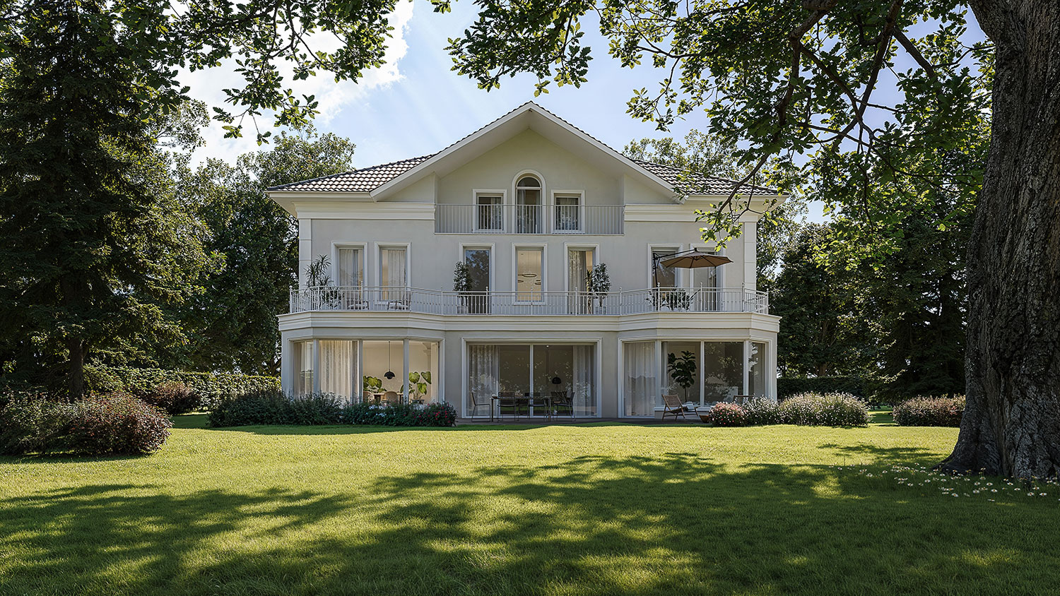 Exterior-Visualisierung in 3D von Strawberry Studio – exklusive Villa mit hochwertiger Architektur in fotorealistischer Darstellung