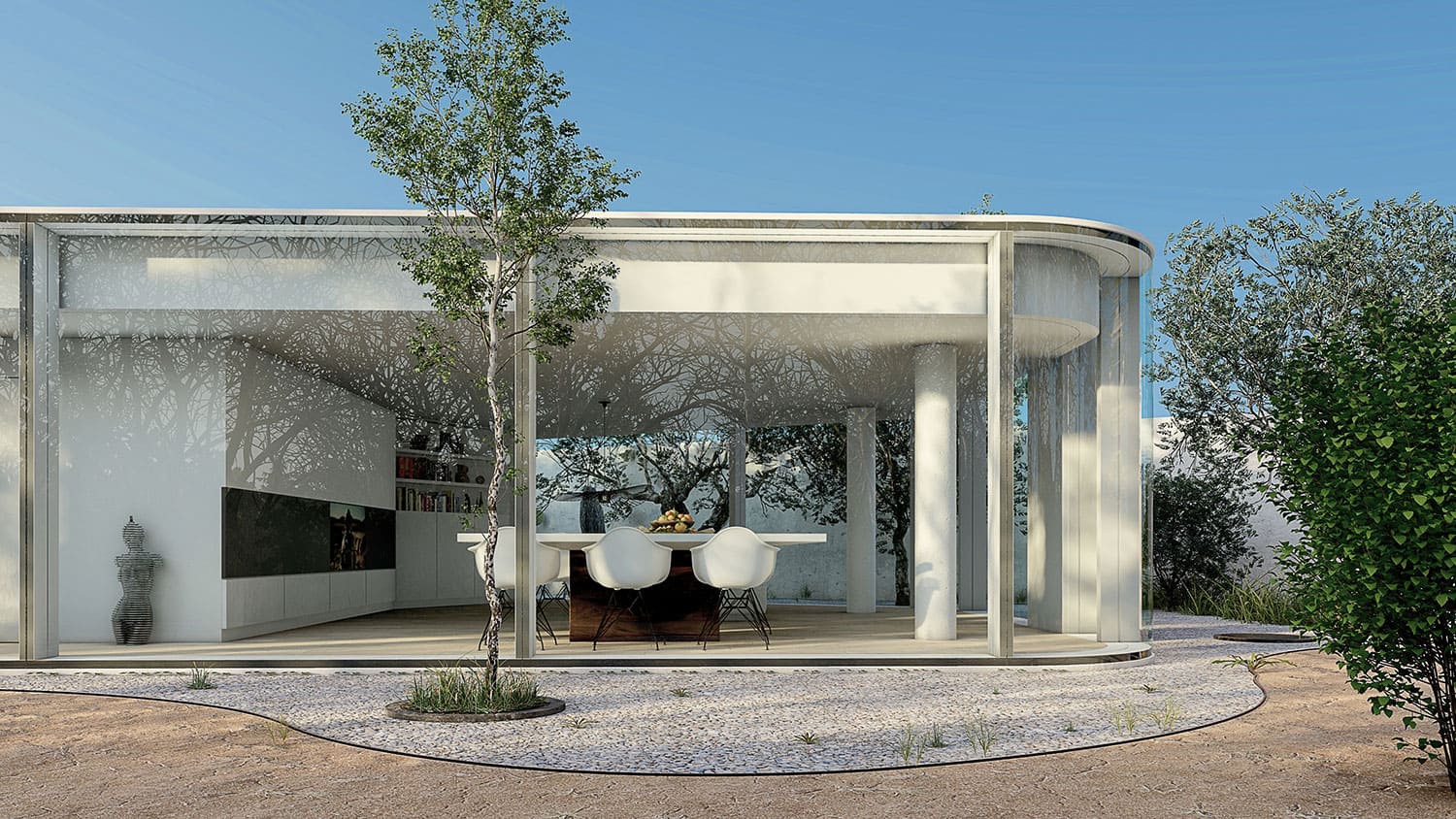 Exterior-Visualisierung in 3D von Strawberry Studio – exklusive Villa in Spanien mit hochwertiger Architektur in fotorealistischer Darstellung